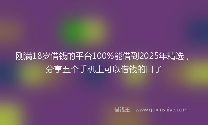 刚满18岁借钱的平台100%能借到2025年精选，分享五个手机上可以借钱的口子