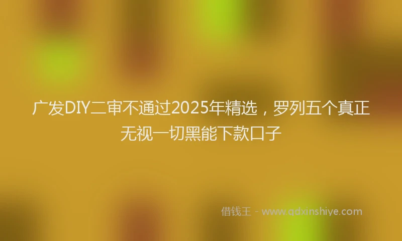 广发DIY二审不通过2025年精选，罗列五个真正无视一切黑能下款口子