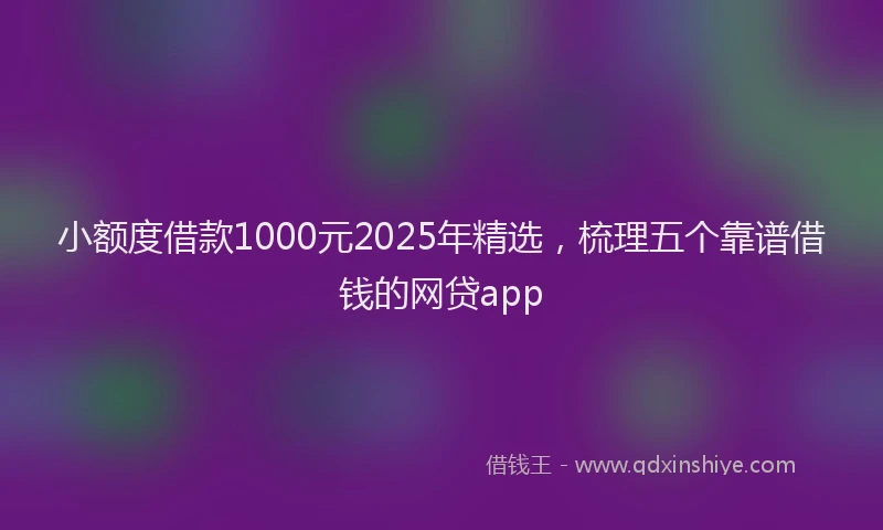 小额度借款1000元2025年精选，梳理五个靠谱借钱的网贷app