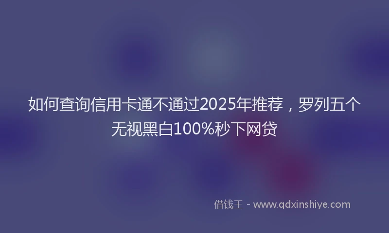 如何查询信用卡通不通过2025年推荐，罗列五个无视黑白100%秒下网贷