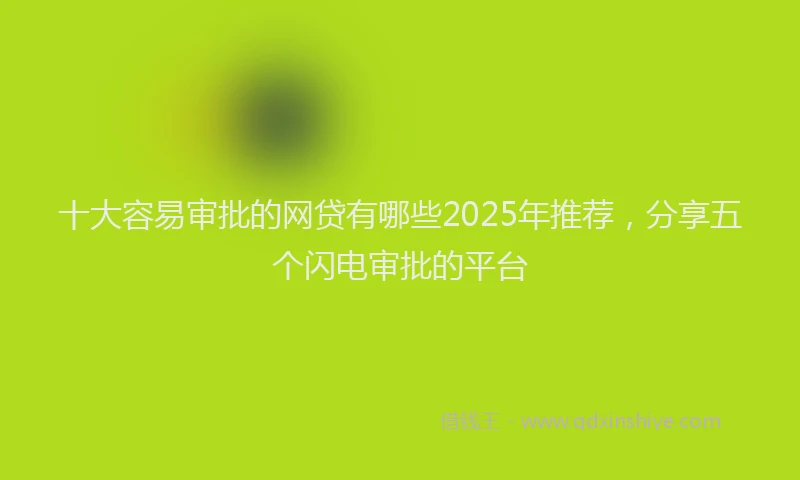 十大容易审批的网贷有哪些2025年推荐，分享五个闪电审批的平台