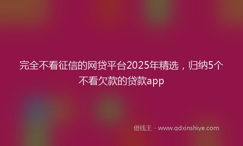 完全不看征信的网贷平台2025年精选，归纳5个不看欠款的贷款app