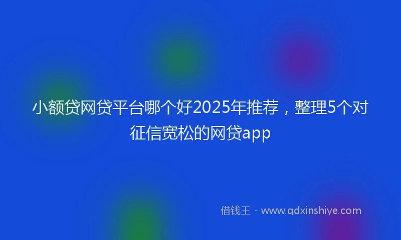 小额贷网贷平台哪个好2025年推荐，整理5个对征信宽松的网贷app
