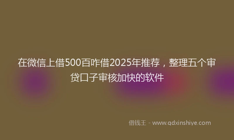 在微信上借500百咋借2025年推荐，整理五个审贷口子审核加快的软件