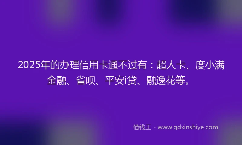 2025年的办理信用卡通不过有：超人卡、度小满金融、省呗、平安i贷、融逸花等。
