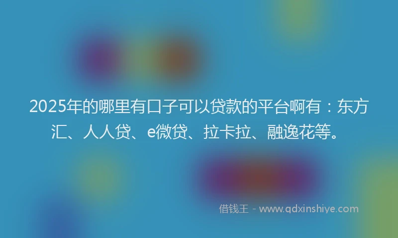 2025年的哪里有口子可以贷款的平台啊有：东方汇、人人贷、e微贷、拉卡拉、融逸花等。