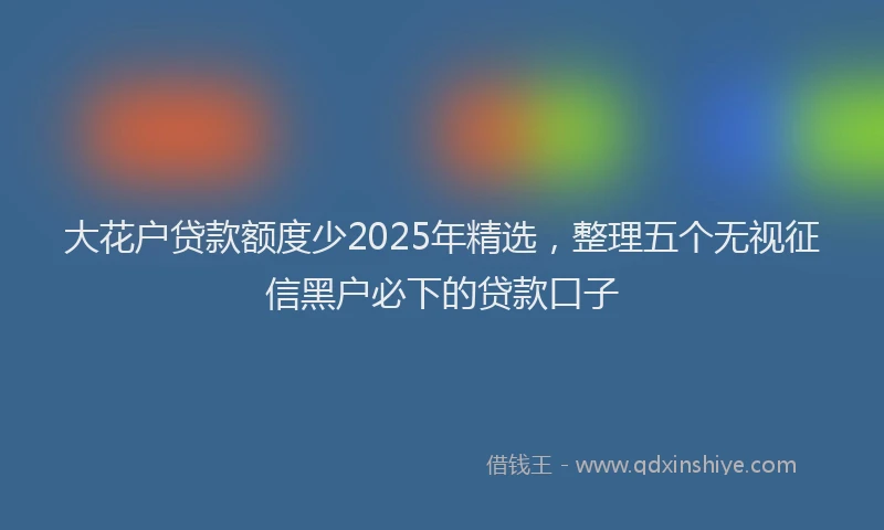大花户贷款额度少2025年精选，整理五个无视征信黑户必下的贷款口子