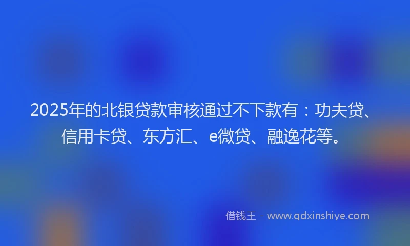 2025年的北银贷款审核通过不下款有：功夫贷、信用卡贷、东方汇、e微贷、融逸花等。