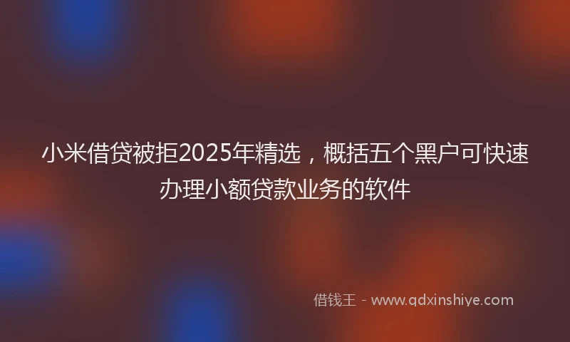 小米借贷被拒2025年精选，概括五个黑户可快速办理小额贷款业务的软件