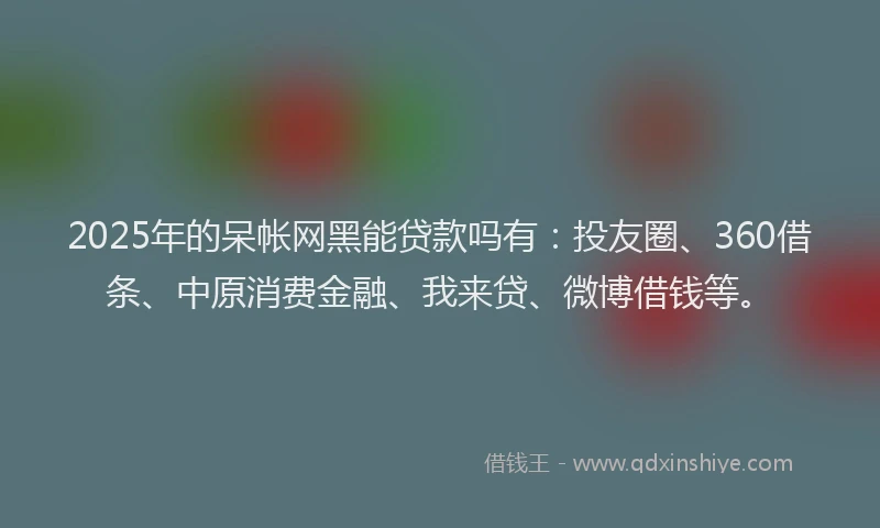 2025年的呆帐网黑能贷款吗有：投友圈、360借条、中原消费金融、我来贷、微博借钱等。