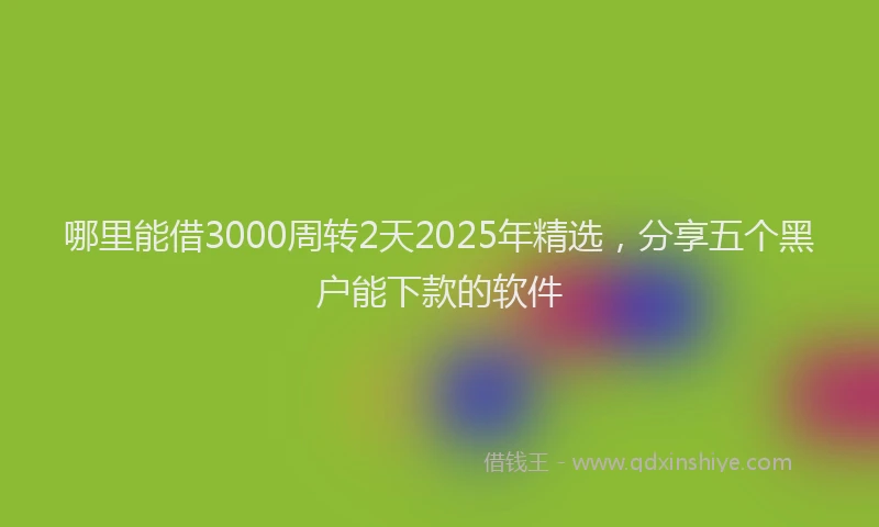 哪里能借3000周转2天2025年精选，分享五个黑户能下款的软件