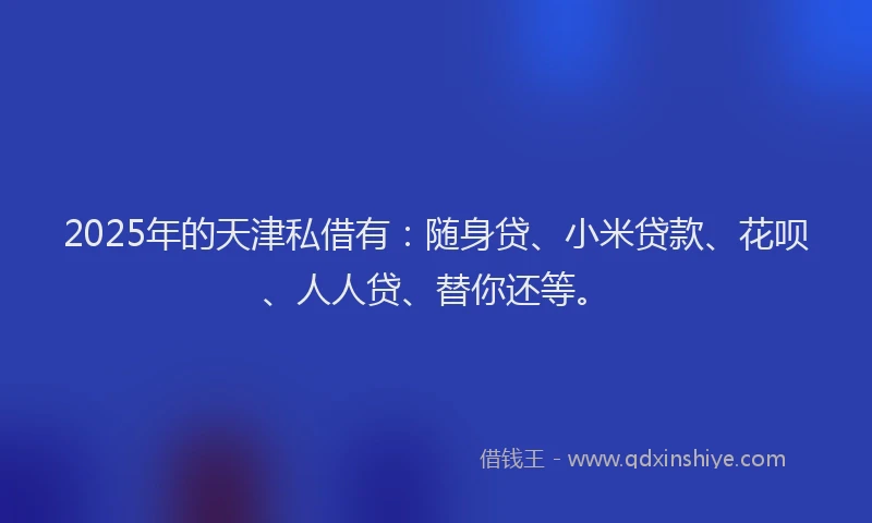 2025年的天津私借有：随身贷、小米贷款、花呗、人人贷、替你还等。