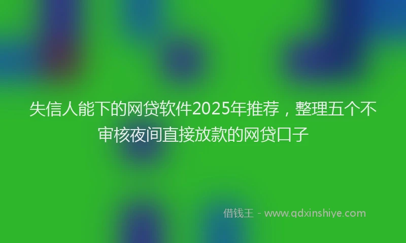 失信人能下的网贷软件2025年推荐，整理五个不审核夜间直接放款的网贷口子