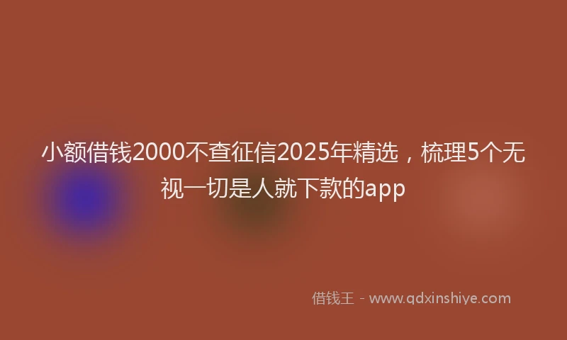 小额借钱2000不查征信2025年精选，梳理5个无视一切是人就下款的app