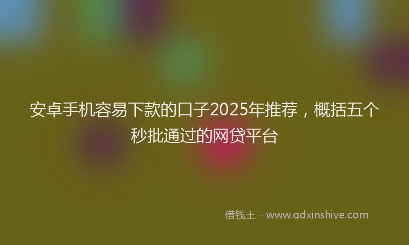 安卓手机容易下款的口子2025年推荐，概括五个秒批通过的网贷平台
