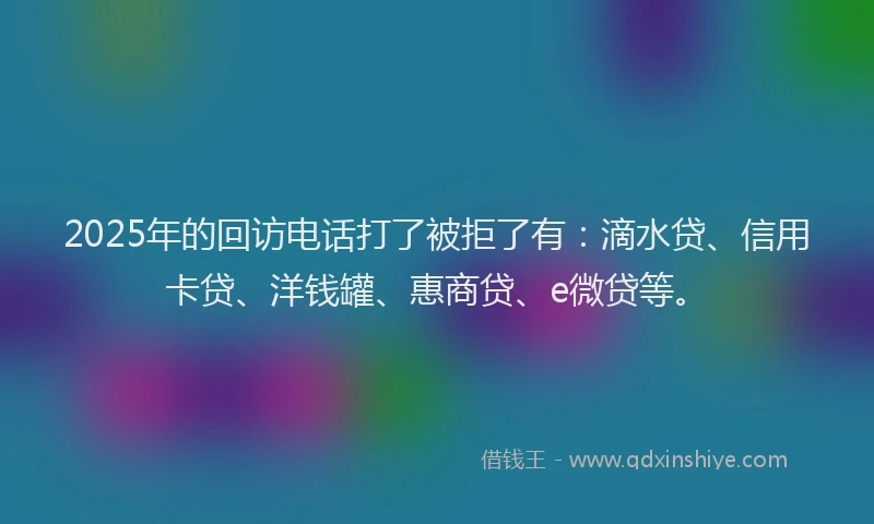 2025年的回访电话打了被拒了有：滴水贷、信用卡贷、洋钱罐、惠商贷、e微贷等。