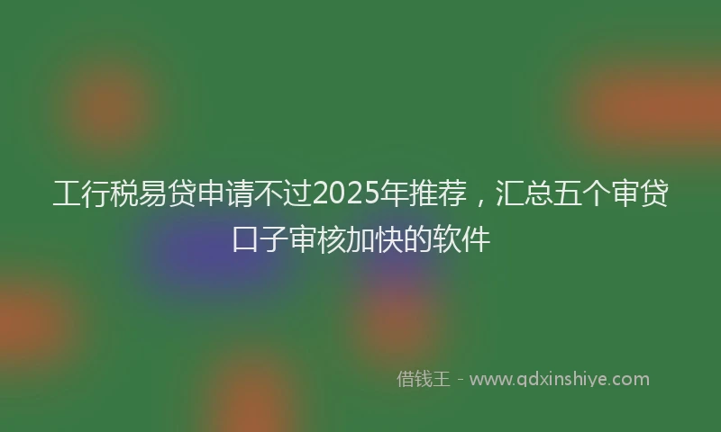 工行税易贷申请不过2025年推荐，汇总五个审贷口子审核加快的软件