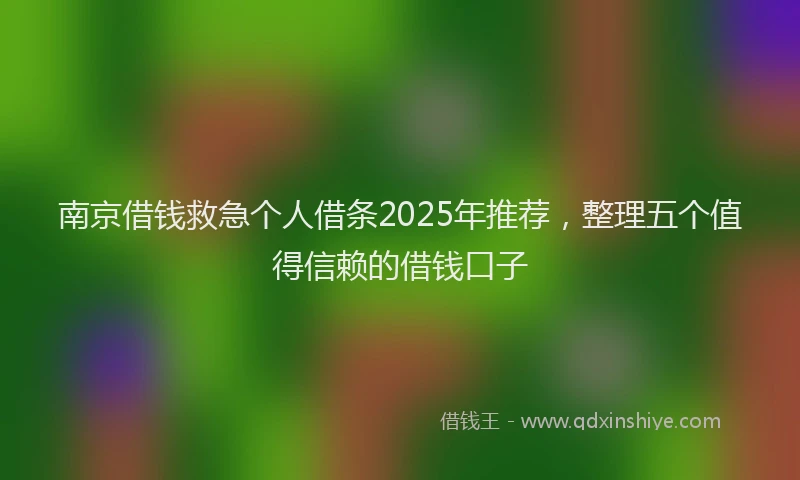 南京借钱救急个人借条2025年推荐，整理五个值得信赖的借钱口子