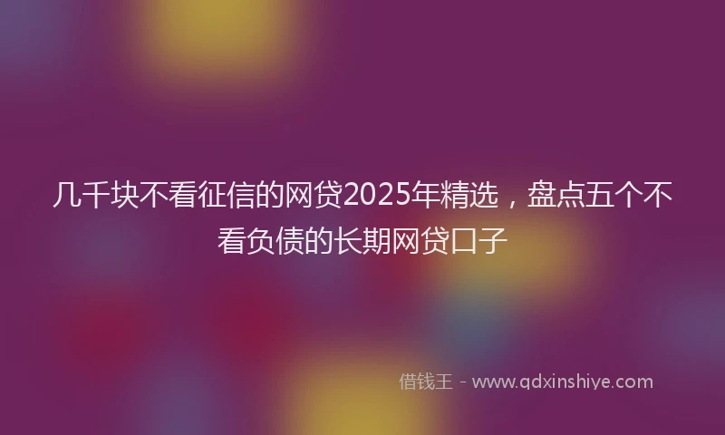 几千块不看征信的网贷2025年精选，盘点五个不看负债的长期网贷口子