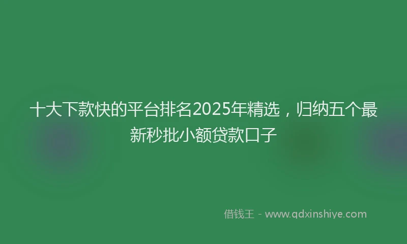 十大下款快的平台排名2025年精选，归纳五个最新秒批小额贷款口子
