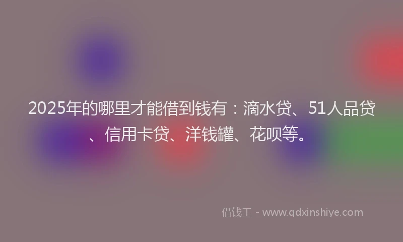 2025年的哪里才能借到钱有：滴水贷、51人品贷、信用卡贷、洋钱罐、花呗等。