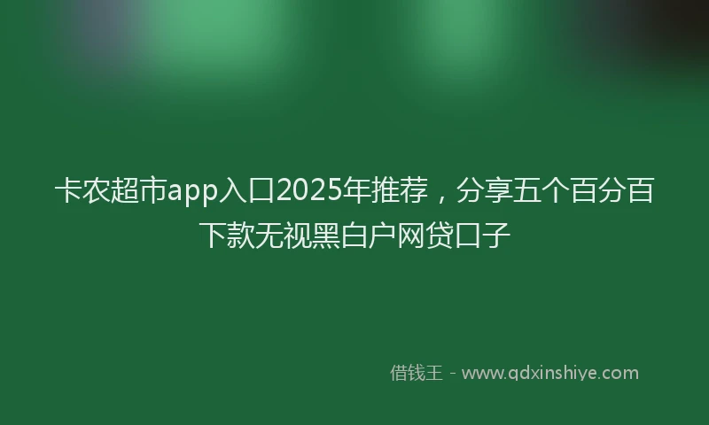 卡农超市app入口2025年推荐，分享五个百分百下款无视黑白户网贷口子