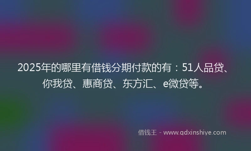 2025年的哪里有借钱分期付款的有：51人品贷、你我贷、惠商贷、东方汇、e微贷等。