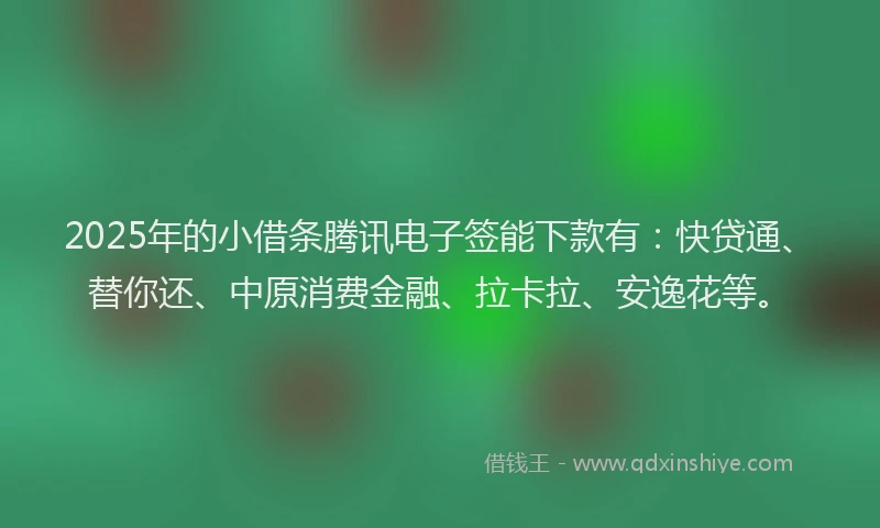 2025年的小借条腾讯电子签能下款有：快贷通、替你还、中原消费金融、拉卡拉、安逸花等。