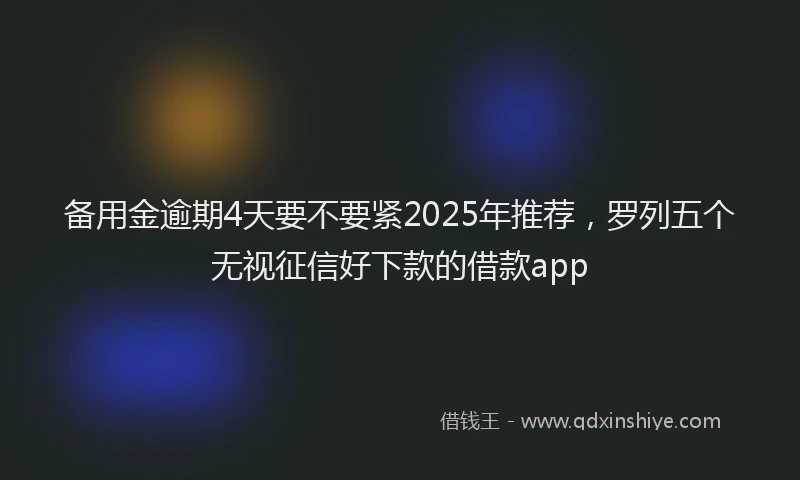 备用金逾期4天要不要紧2025年推荐，罗列五个无视征信好下款的借款app
