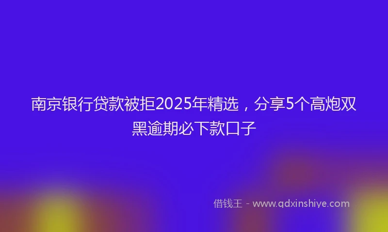 南京银行贷款被拒2025年精选，分享5个高炮双黑逾期必下款口子