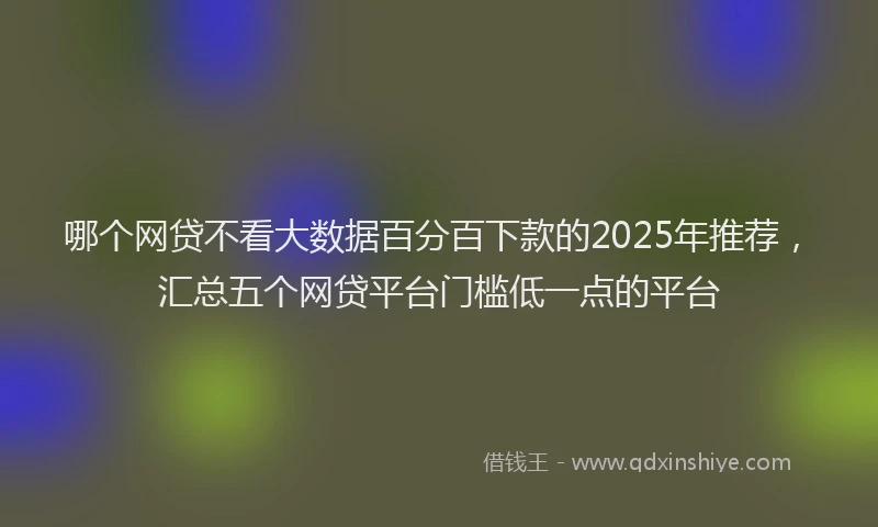 哪个网贷不看大数据百分百下款的2025年推荐，汇总五个网贷平台门槛低一点的平台