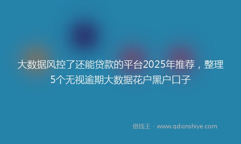 大数据风控了还能贷款的平台2025年推荐，整理5个无视逾期大数据花户黑户口子