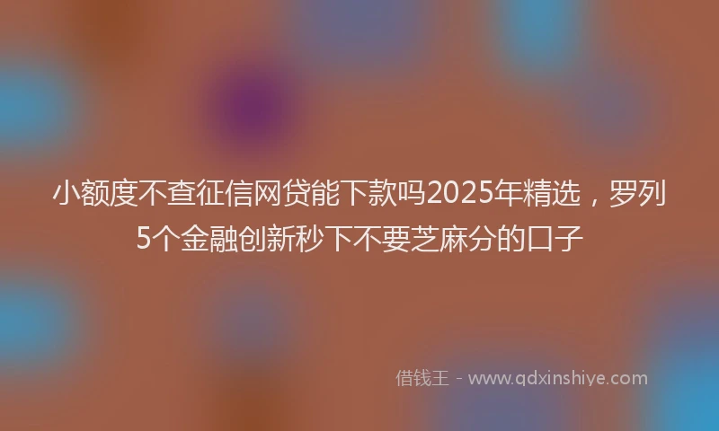 小额度不查征信网贷能下款吗2025年精选，罗列5个金融创新秒下不要芝麻分的口子