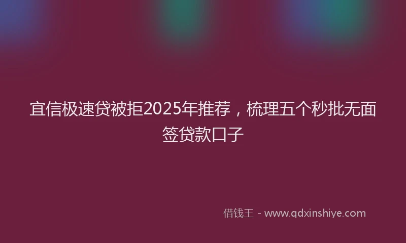 宜信极速贷被拒2025年推荐，梳理五个秒批无面签贷款口子
