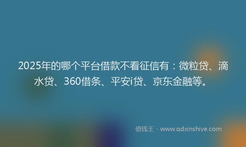 2025年的哪个平台借款不看征信有：微粒贷、滴水贷、360借条、平安i贷、京东金融等。