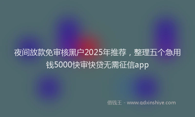 夜间放款免审核黑户2025年推荐，整理五个急用钱5000快审快贷无需征信app