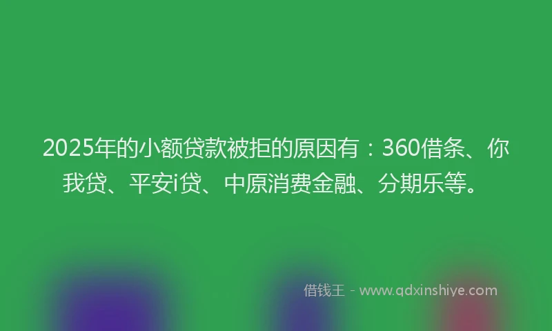2025年的小额贷款被拒的原因有：360借条、你我贷、平安i贷、中原消费金融、分期乐等。