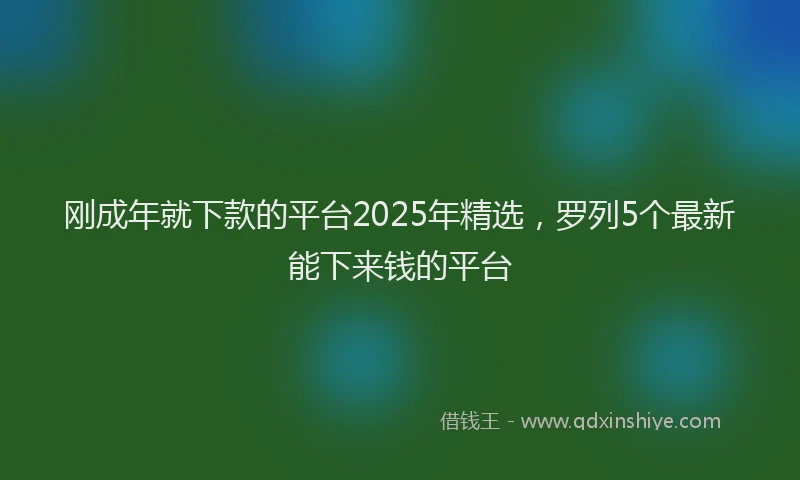 刚成年就下款的平台2025年精选，罗列5个最新能下来钱的平台