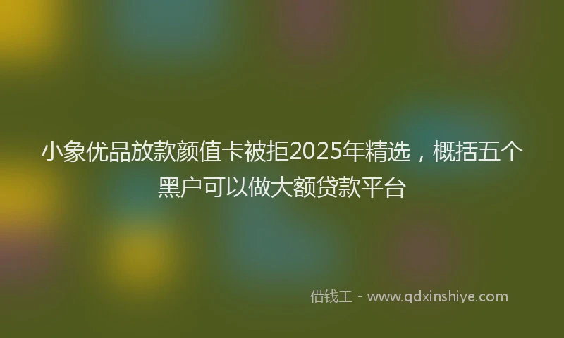 小象优品放款颜值卡被拒2025年精选，概括五个黑户可以做大额贷款平台