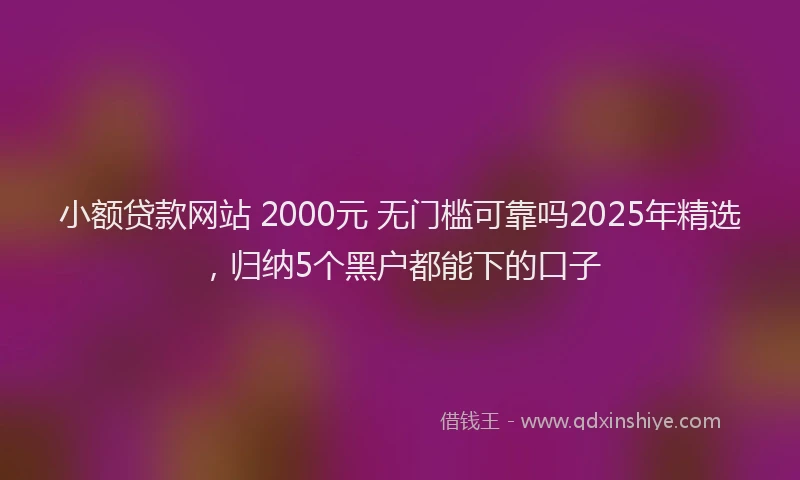 小额贷款网站 2000元 无门槛可靠吗2025年精选，归纳5个黑户都能下的口子