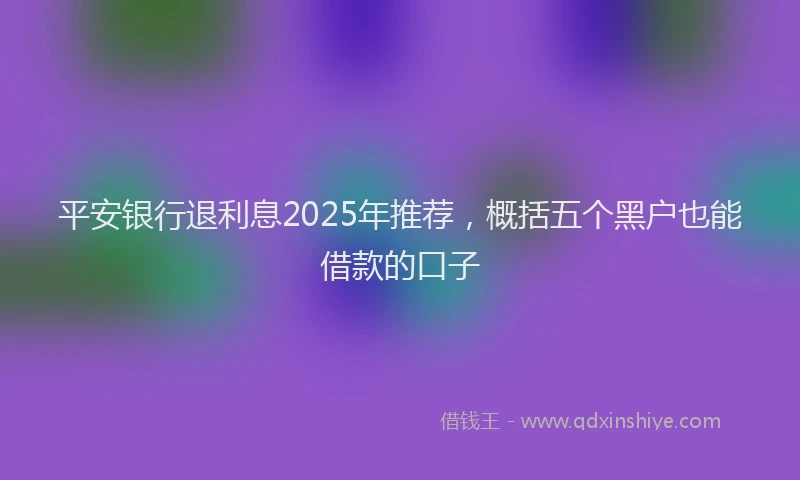 平安银行退利息2025年推荐，概括五个黑户也能借款的口子