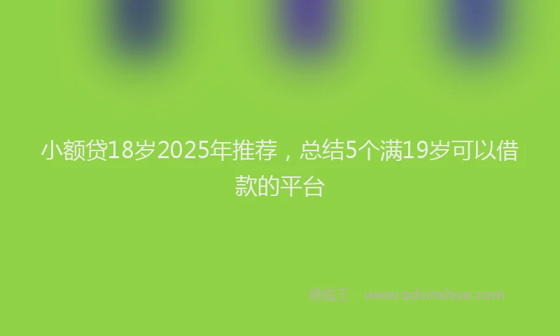 小额贷18岁2025年推荐，总结5个满19岁可以借款的平台