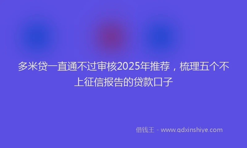 多米贷一直通不过审核2025年推荐，梳理五个不上征信报告的贷款口子