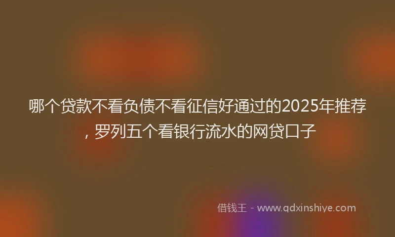 哪个贷款不看负债不看征信好通过的2025年推荐，罗列五个看银行流水的网贷口子
