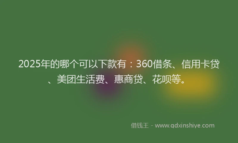2025年的哪个可以下款有：360借条、信用卡贷、美团生活费、惠商贷、花呗等。