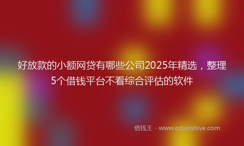 好放款的小额网贷有哪些公司2025年精选，整理5个借钱平台不看综合评估的软件