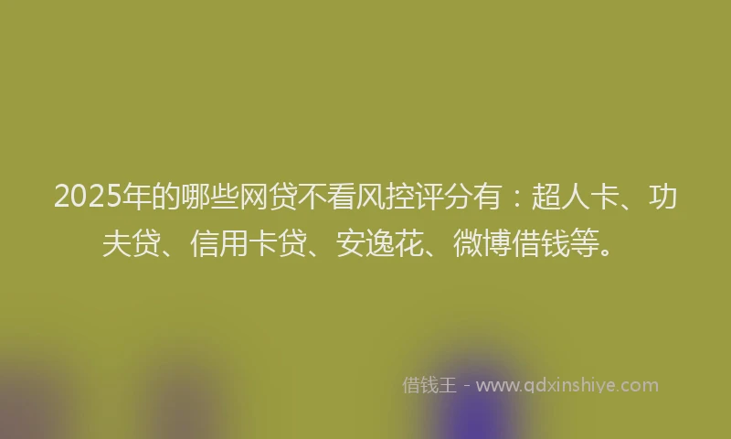 2025年的哪些网贷不看风控评分有：超人卡、功夫贷、信用卡贷、安逸花、微博借钱等。