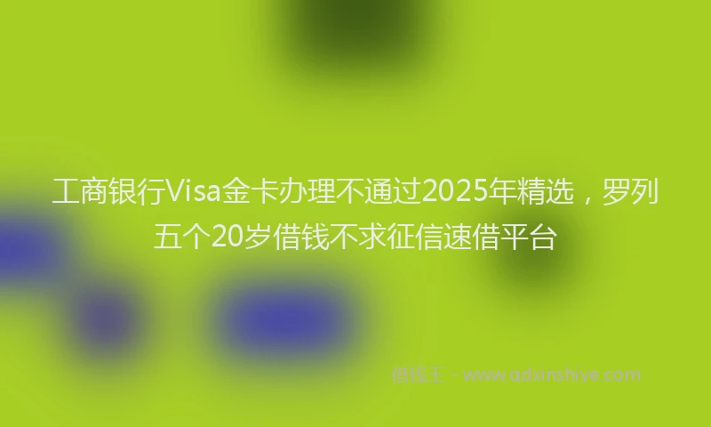 工商银行Visa金卡办理不通过2025年精选，罗列五个20岁借钱不求征信速借平台