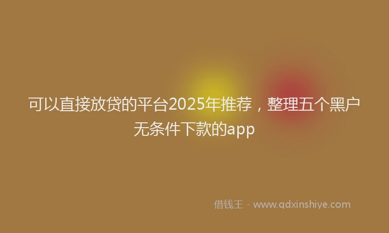 可以直接放贷的平台2025年推荐，整理五个黑户无条件下款的app