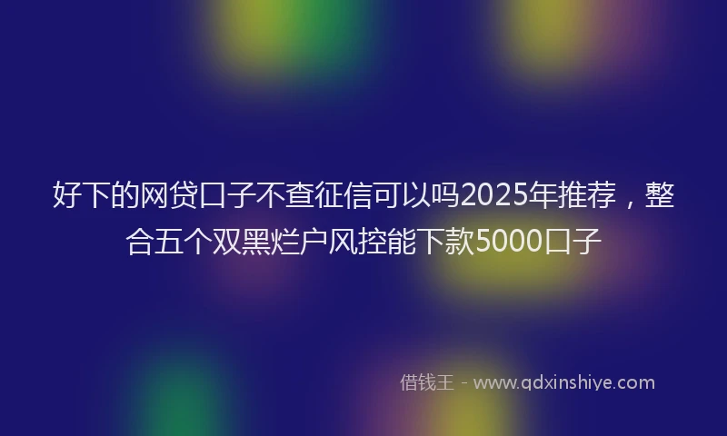好下的网贷口子不查征信可以吗2025年推荐，整合五个双黑烂户风控能下款5000口子